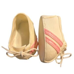 VTG Cabbage Patch Kids Doll Lace Up Shoes White Sneaker Shoe Pink Stripes